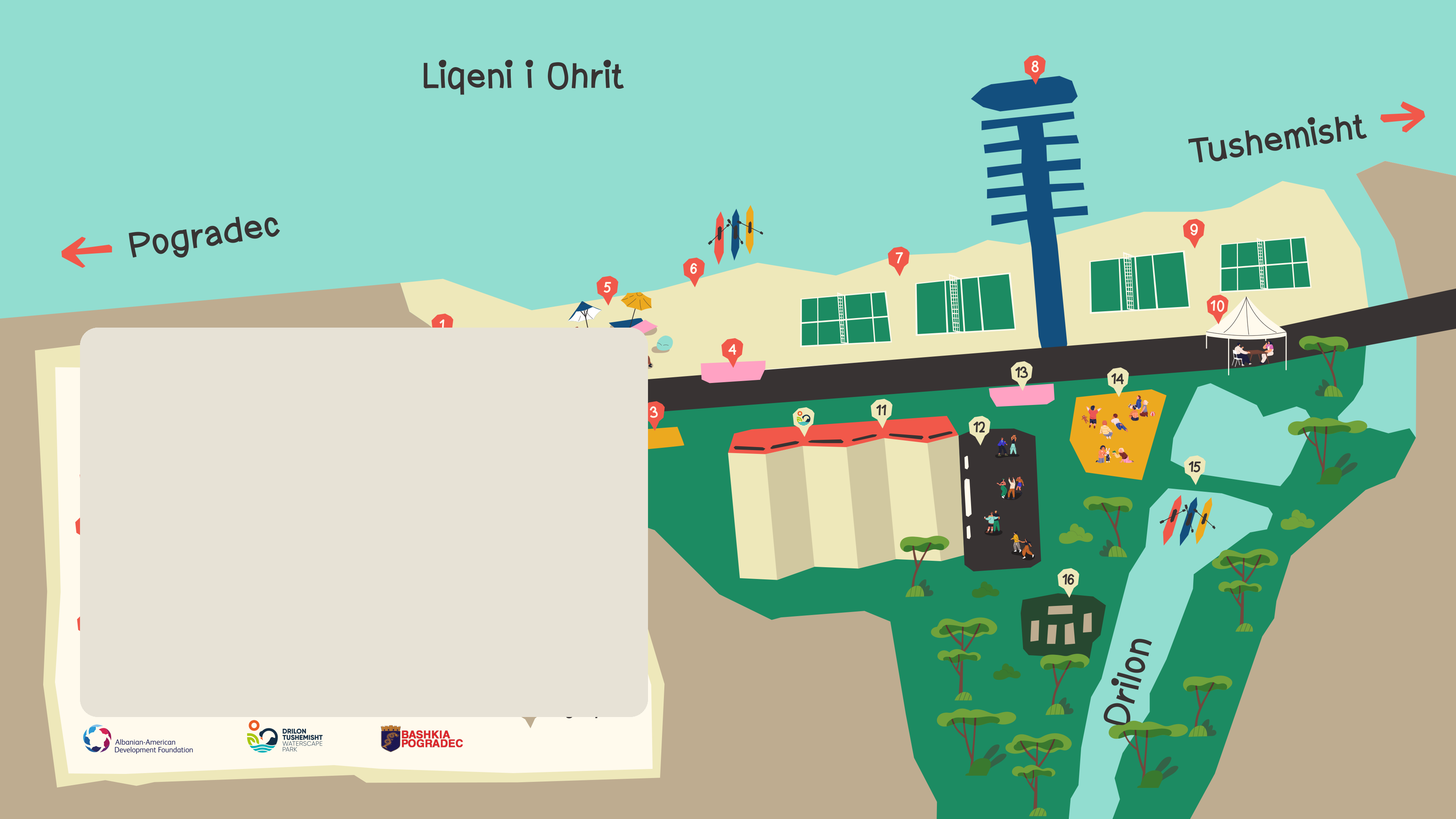 Harta ilustrative e Lyhnida Fusion Fest në Parkun Drilon